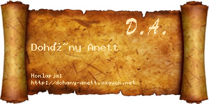 Dohány Anett névjegykártya